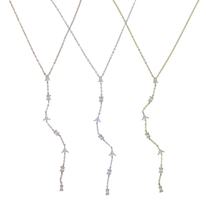 925 Sterling Silver Rose Gold Sexy Long Y Necklace for Women