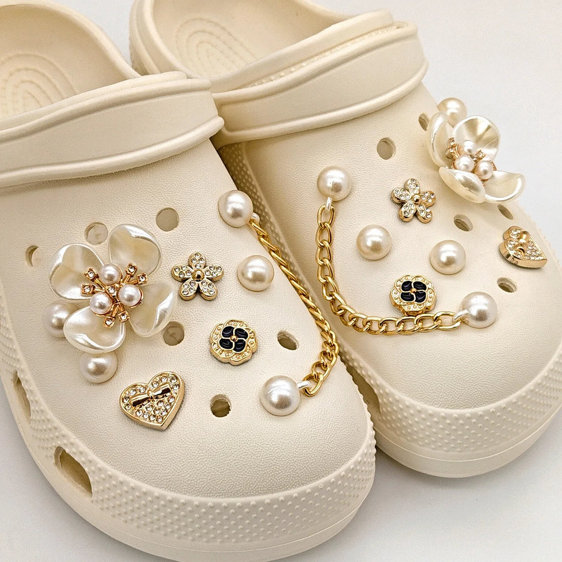 Floral Pearl Shoe Charms for Crocs / Shoes Decorations Set / Women Elegant Accessories