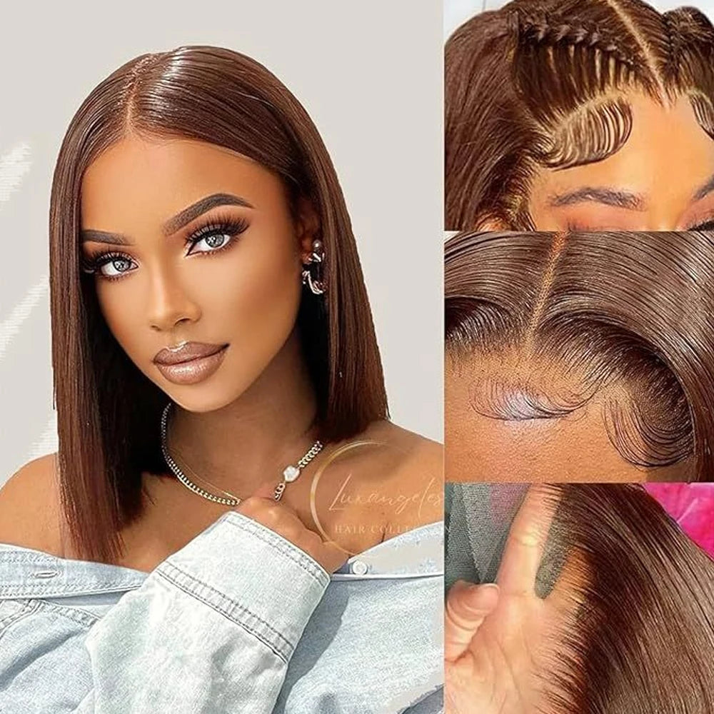 Brown Bob Human Hair Wigs Lace Front Wig Human Hair