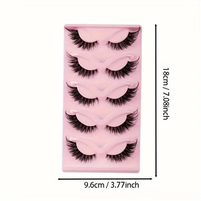 5 Pairs Eyelashes - Natural Long, Cat Eye Style