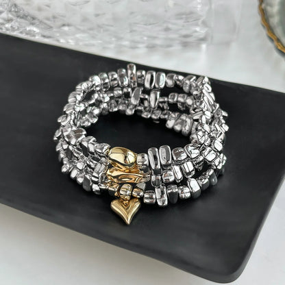 Fashion Bead Heart-Shaped Pendant Bracelet Set for Woman