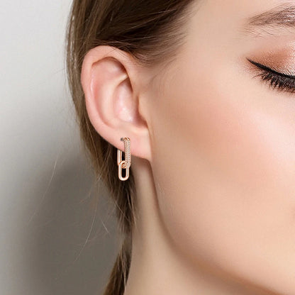 925 Sterling Silver Geometric Rose Gold Series Drop Earrings for Woman
