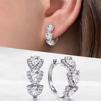 925 Sterling Silver  Trendy Blue Cubic Zirconia Hoop Earrings