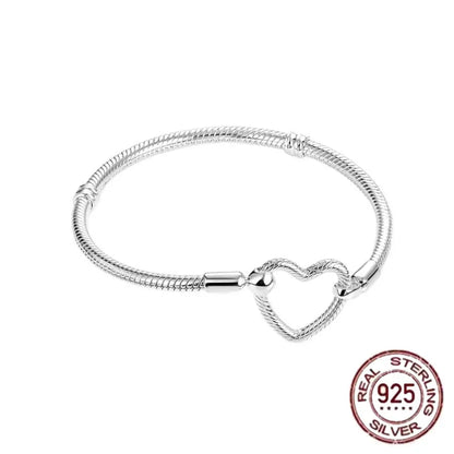 925 fine heart-shaped snake bone bracelet for women