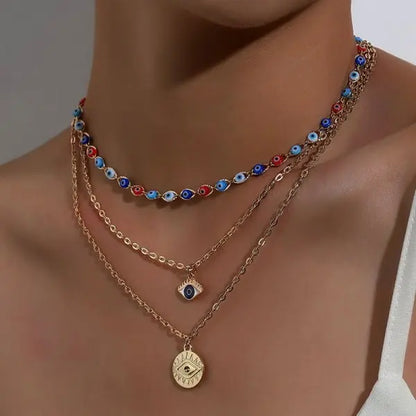 Boho Crystal Evil Eye Pendant Necklace For Women