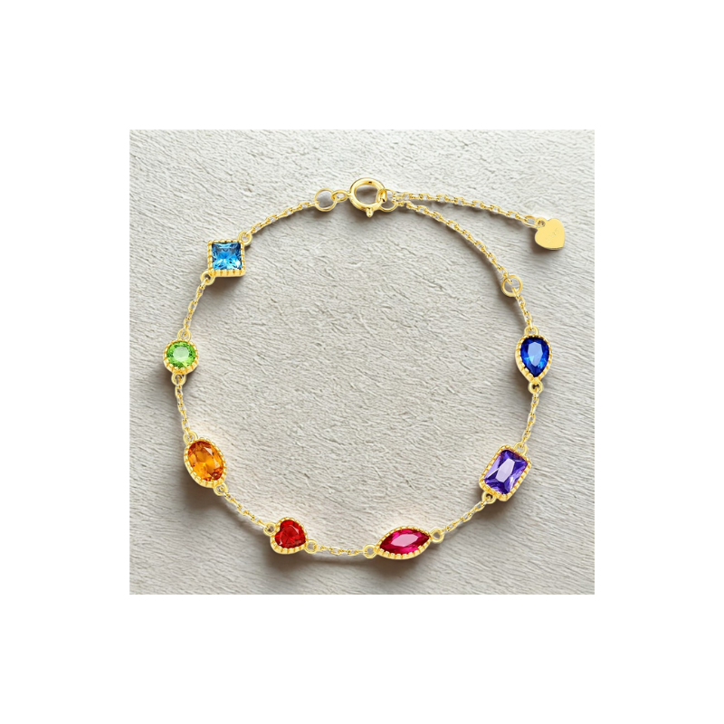 925 Sterling Silver Bracelet For Women Rainbow Zircon