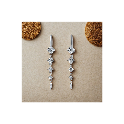 Pure 925 Sterling Silver Earrings Women Long Trendy New Jewelry
