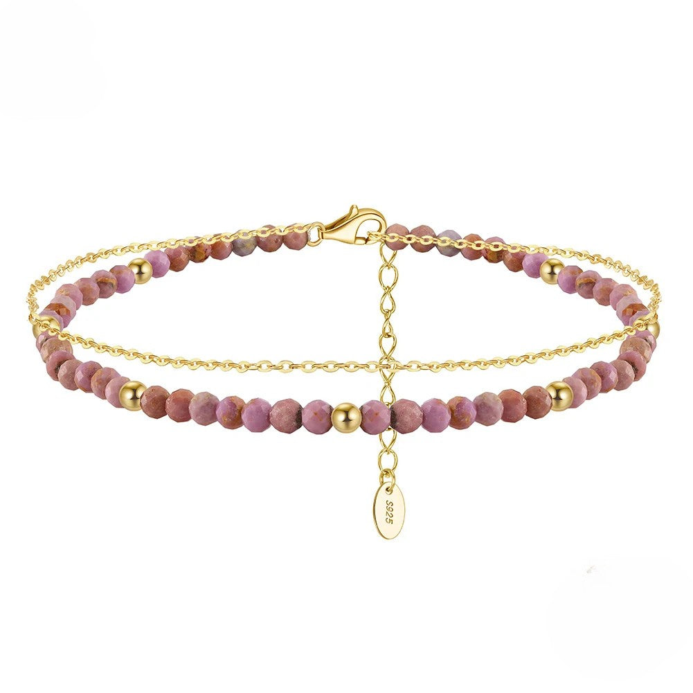 Gold Double Layered Chain Anklet for Women 925 Sterling Silver