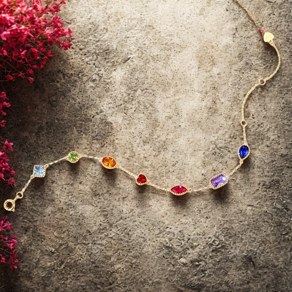 925 Sterling Silver Bracelet For Women Rainbow Zircon